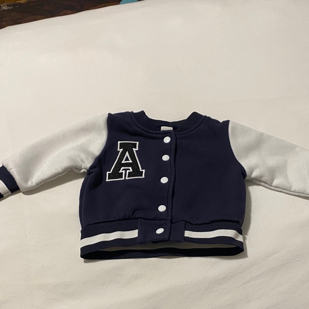 SHEIN Navy and White Kids Varsity Jacket